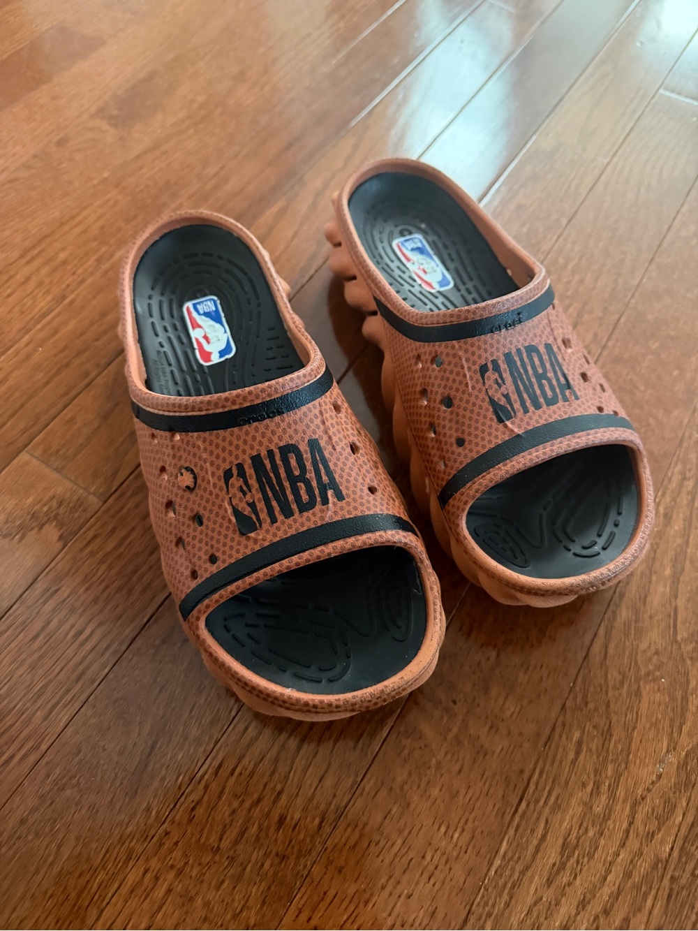 CROCS NBA Brown and Black Slide Sandals